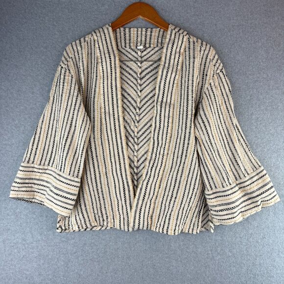 BP. Nordstrom Hippie Boho Stripped Cropped Open Front Kimono 3/4 Sleeve Squared - Picture 1 of 5